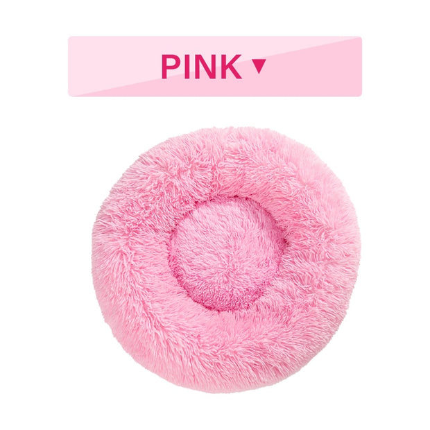 Fluffy Donut Dog Bed  Warm Soft Long Plush Pet Cushion Dog