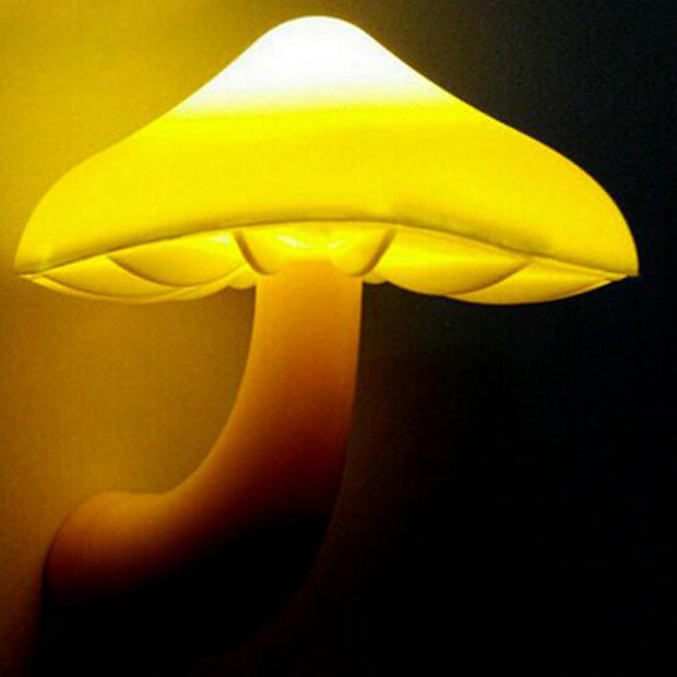 LED Night Light Mushroom Wall Socket Lamp EU US Plug Warm