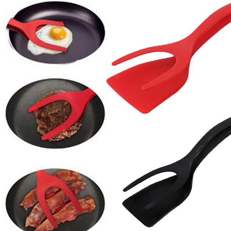 2 In 1 Grip And Flip Tongs Egg Spatula Tongs Clamp Pancake