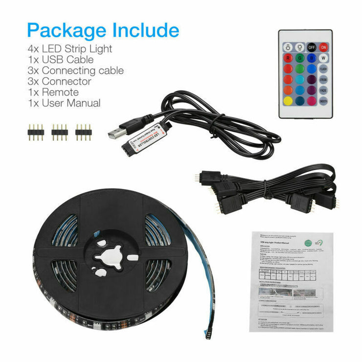 4x50CM USB 5V RGB LED Strip Background