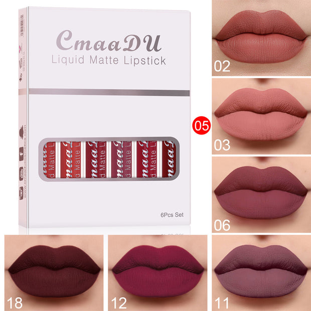 6 Boxes Of Matte Non-stick Cup Waterproof Lipstick