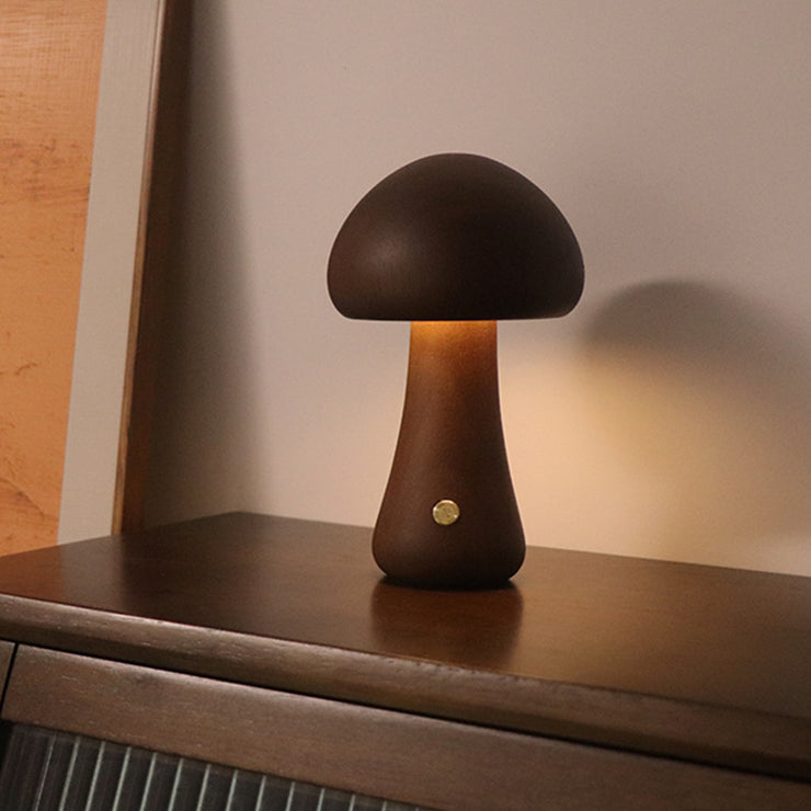 INS Wooden Cute Mushroom LED Night Light With Touch Switch