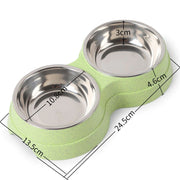 Double Pet Bowls Dog Food Water Feeder Stainless Steel Pet