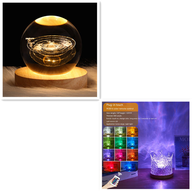 LED Water Ripple Ambient Night Light USB Rotating Projection