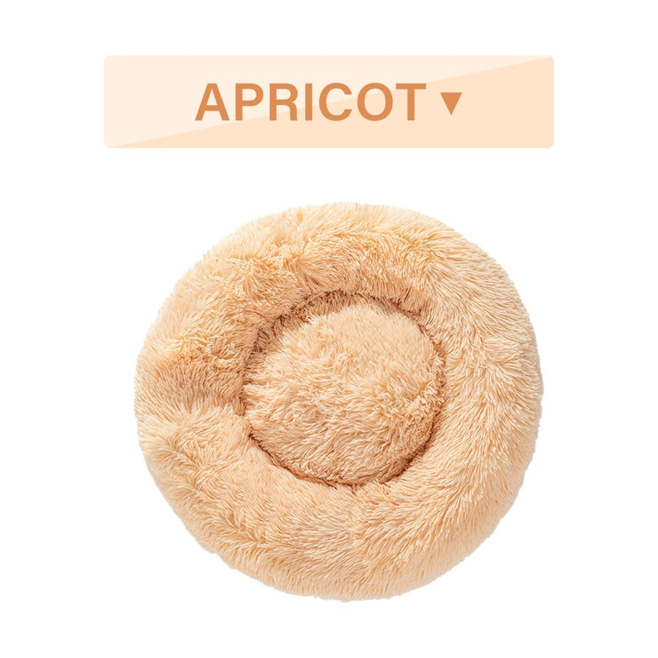 Fluffy Donut Dog Bed  Warm Soft Long Plush Pet Cushion Dog