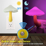 LED Night Light Mushroom Wall Socket Lamp EU US Plug Warm