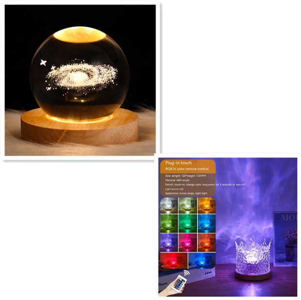 LED Water Ripple Ambient Night Light USB Rotating Projection