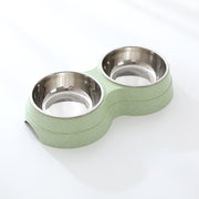 Double Pet Bowls Dog Food Water Feeder Stainless Steel Pet