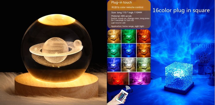 LED Water Ripple Ambient Night Light USB Rotating Projection