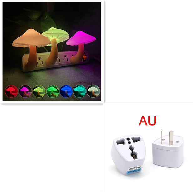 LED Night Light Mushroom Wall Socket Lamp EU US Plug Warm