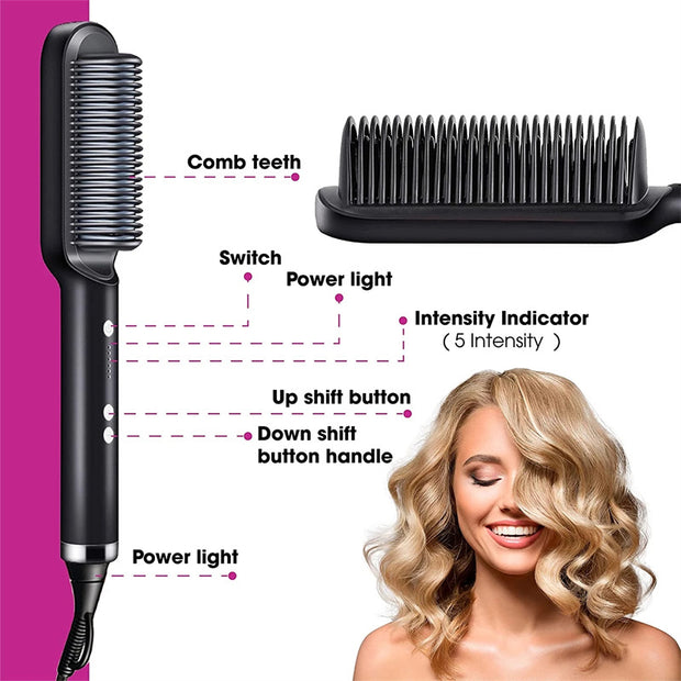 New 2 In 1 Hair Straightener Hot Comb