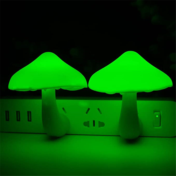 LED Night Light Mushroom Wall Socket Lamp EU US Plug Warm