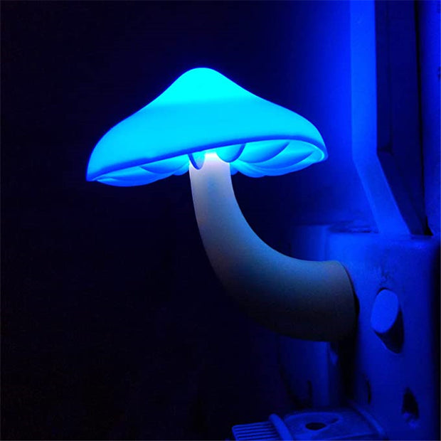 LED Night Light Mushroom Wall Socket Lamp EU US Plug Warm