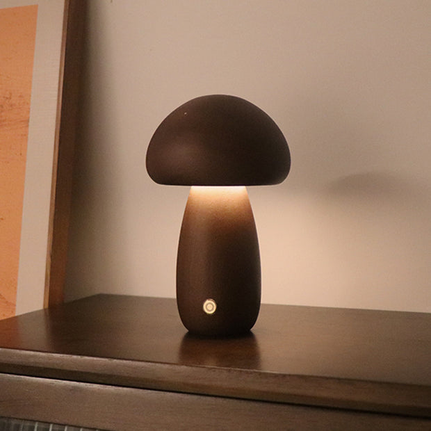 INS Wooden Cute Mushroom LED Night Light With Touch Switch