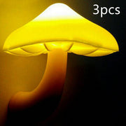 LED Night Light Mushroom Wall Socket Lamp EU US Plug Warm